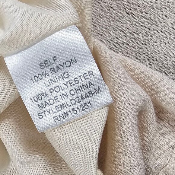 Baltic Born Lovell Smocked Midi Dress, V-Neck, Lined, Flutter Sleeve, Beige, M - Picture 6 of 6